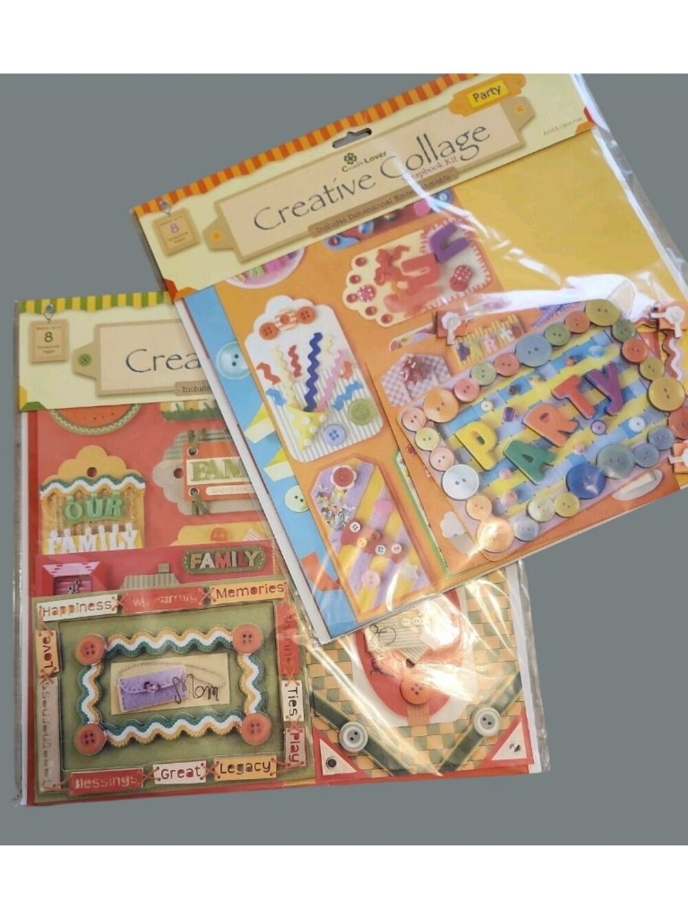 NEW Craft Lover Creative Collage Scrapbook Kits Party & Family NIP Lot of 2